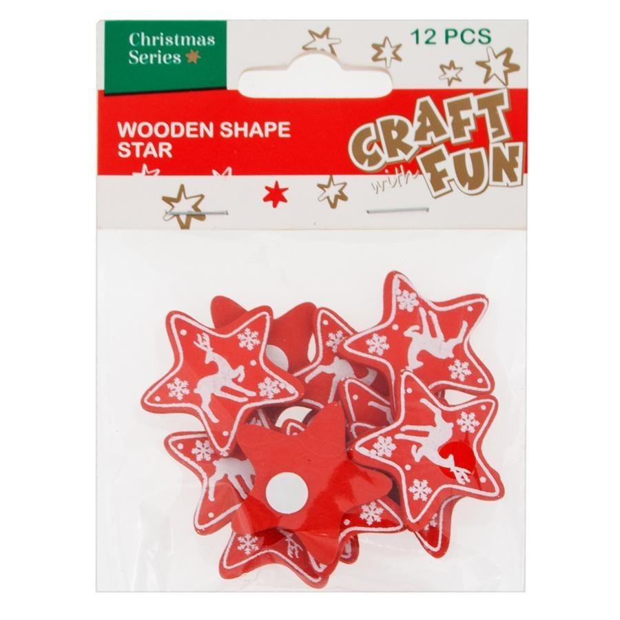 DECORATIVE WOODEN SELF-ADHESIVE STARS CRAFT WITH FUN 438604